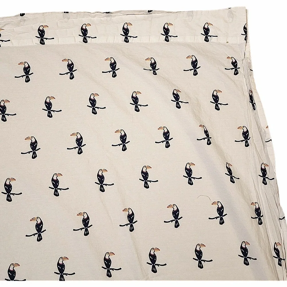 Martha‎ Stewart Flat Sheet Twin WHIM Toucan Bird Kids White Tropical Cotton Bed